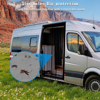 ZATOOTO Magnetic Van Bug Screen for Sliding Door Bug Screen - Side and Rear Van Door Bug Screen Set, RV Screen Door with Magnetic for Easy to Install and Remove, Universal Fly Screen for Camper Van