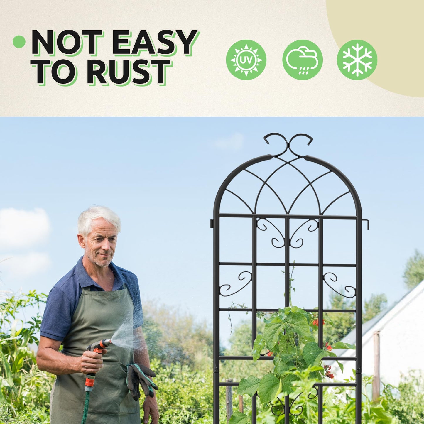 Ultym 2 Pack 71x20in Garden Trellises, Butterfly Black Metal Coated Rustproof Trellis for Climbing Plants Outdoor, Roses, Vegetables, Vines, Cucumbers