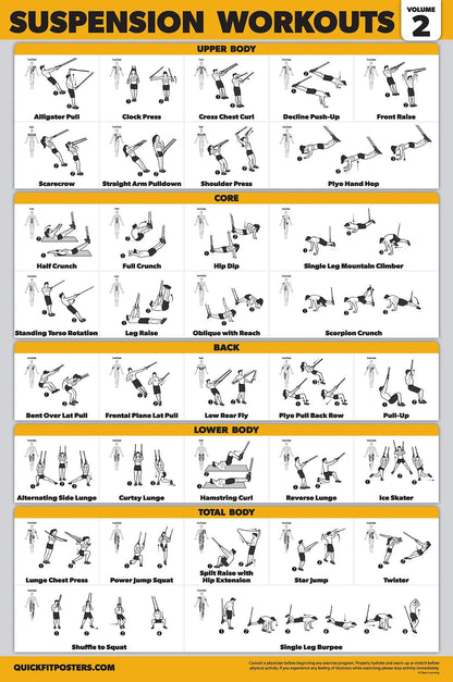 16 Pack - Exercise Poster Set, Dumbbell, Suspension, Kettlebell, Resistance Bands, Medicine Ball, Battle Rope, Stretching, Bodyweight, Barbell, Yoga, Exercise Ball, Muscular (LAMINATED, 18" x 24")
