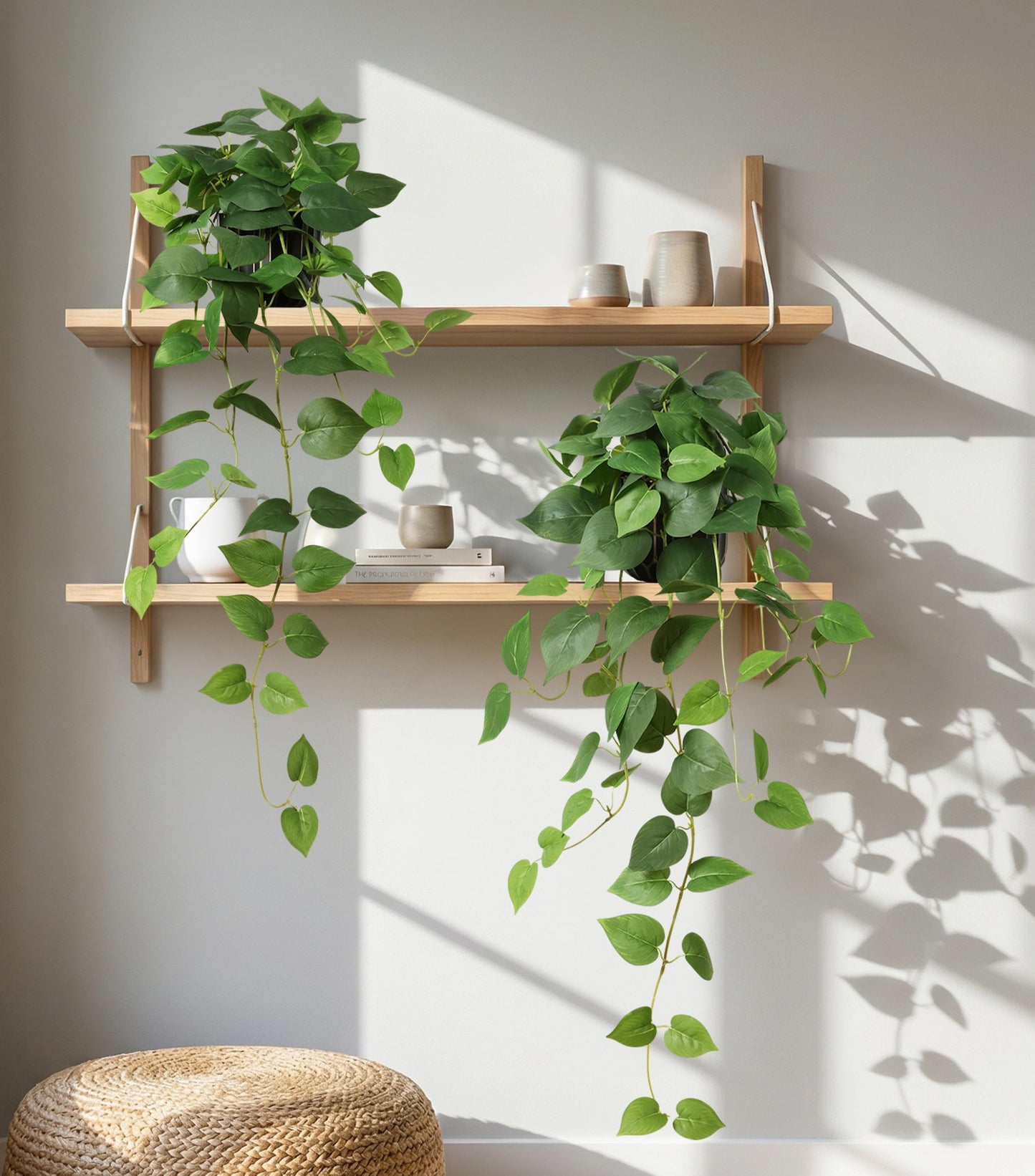 FancyPlus Fake Plants 2 Pcs Faux Pothos Plants Potted Indoor Artificial Hanging Plants Realistic Fake Greenery Table Desk Bathroom Office Bedroom Living Room Shelf Modern Farmhouse Decor Indoor