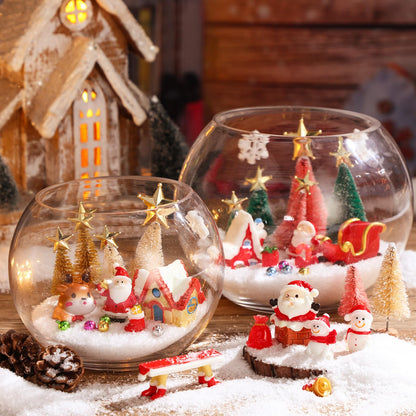 Roowest 96 Pcs Miniature Ornaments for Snow Globe Kit DIY Christmas Village Decoration Christmas Figurines Mini Ornaments with Snowman Reindeer Santa Claus Snowflake(Green)