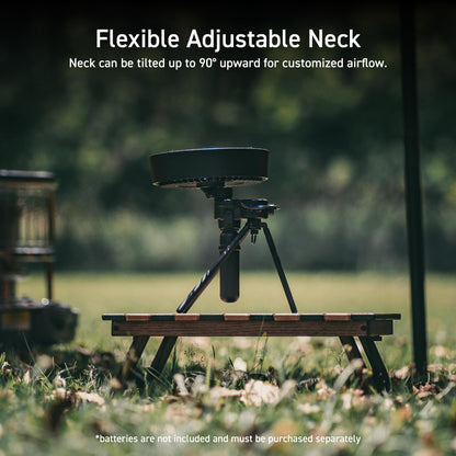 ELECOM NESTOUT Outdoor Camping Fan with Tripod, 4 Speed Settings & Breeze Mode, 3 Angle Oscillation, 90° Adjustable Tilt, Timer (30/60/90 mins), USB C Compatible, Portable Tent Fan (Black Full Kit)