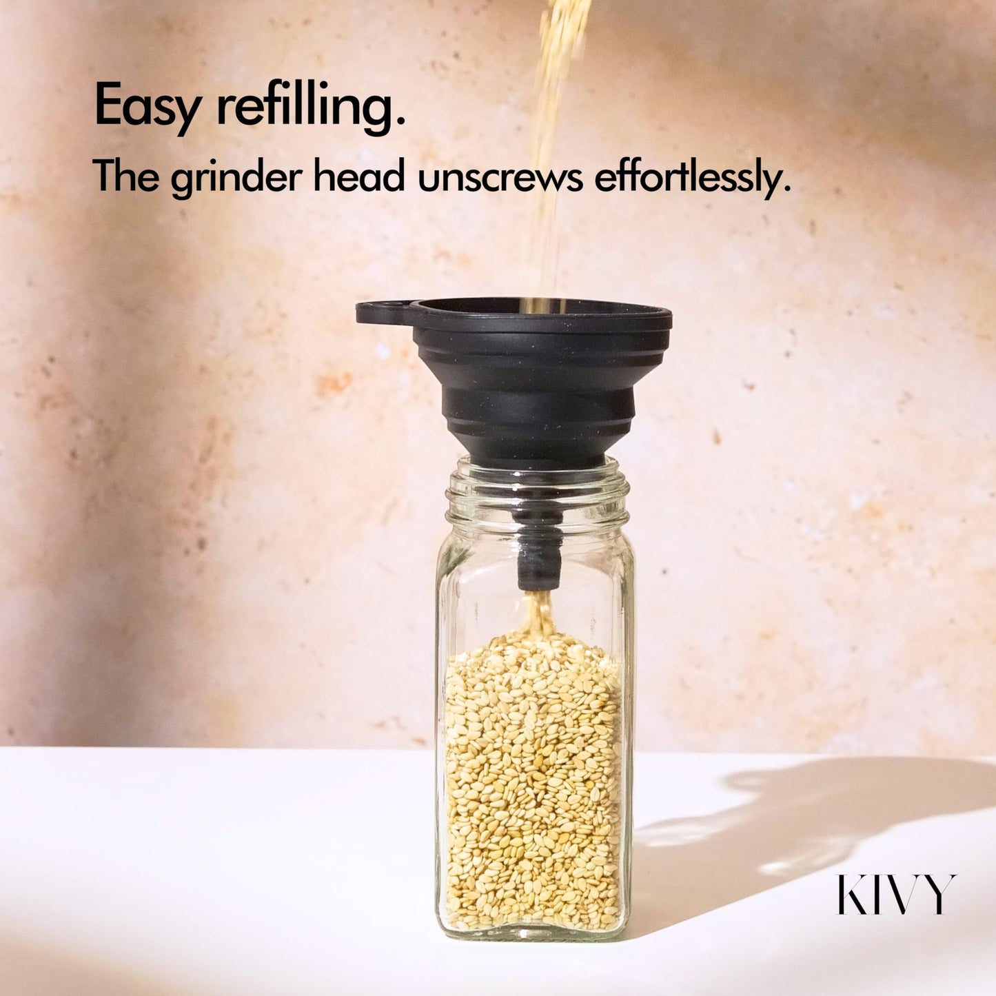 KIVY Salt and Pepper Grinder Set of 2 – Adjustable Ceramic Grinder – Spice Mill – Pepper & Salt Grinder