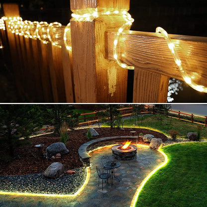 Lepro Outdoor Rope Lights Mains Powered, Connectable, 10m/33ft 240 LED Outdoor Garden Lights Plug in, Bright Warm White, Waterproof 10mm Thick Rope Lighting for Garden, Patio, Tree, Pathway, Christmas