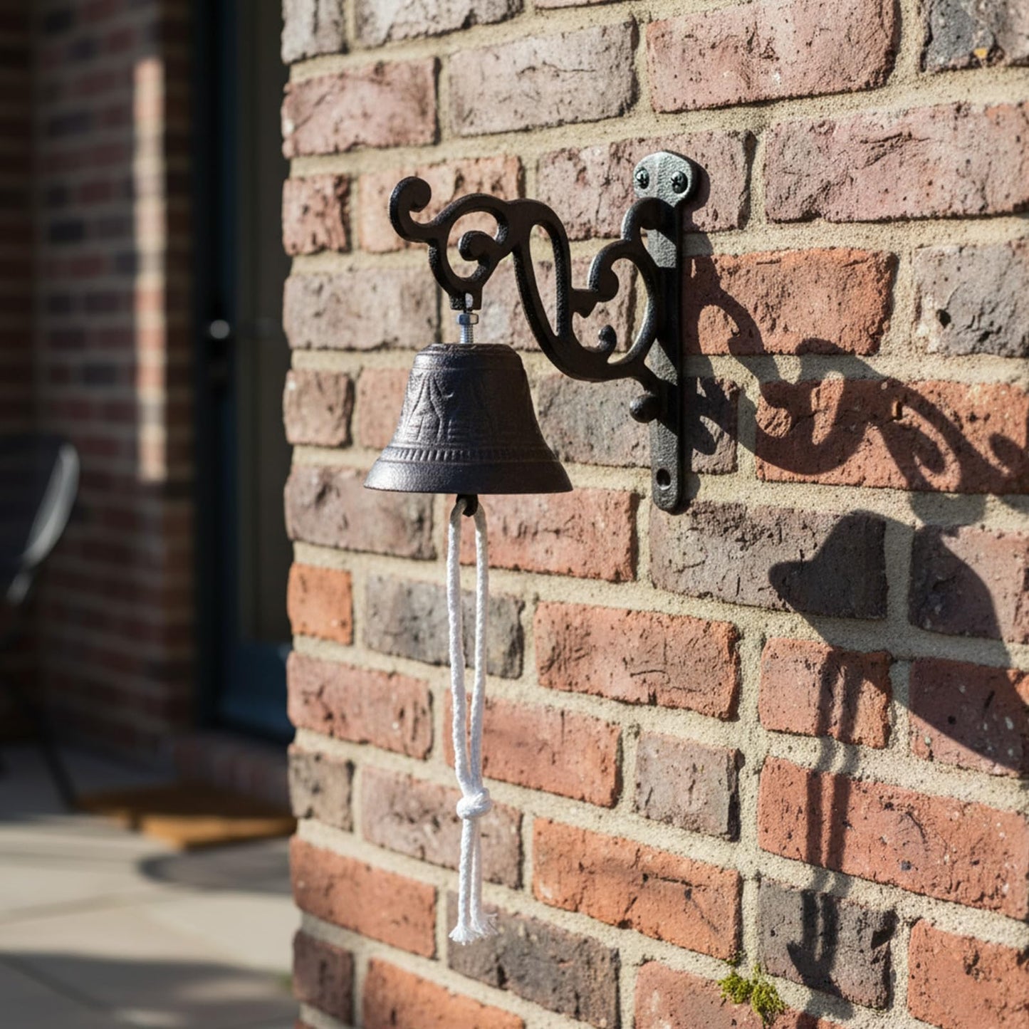 2 Pack Cast Iron Dinner Bells with Rope - Classic Brown Outdoor Hanging Bell for Wall Mount, Farmhouse, Garden, Porch - Loud Sound for Home, Church, Learning Places Decor