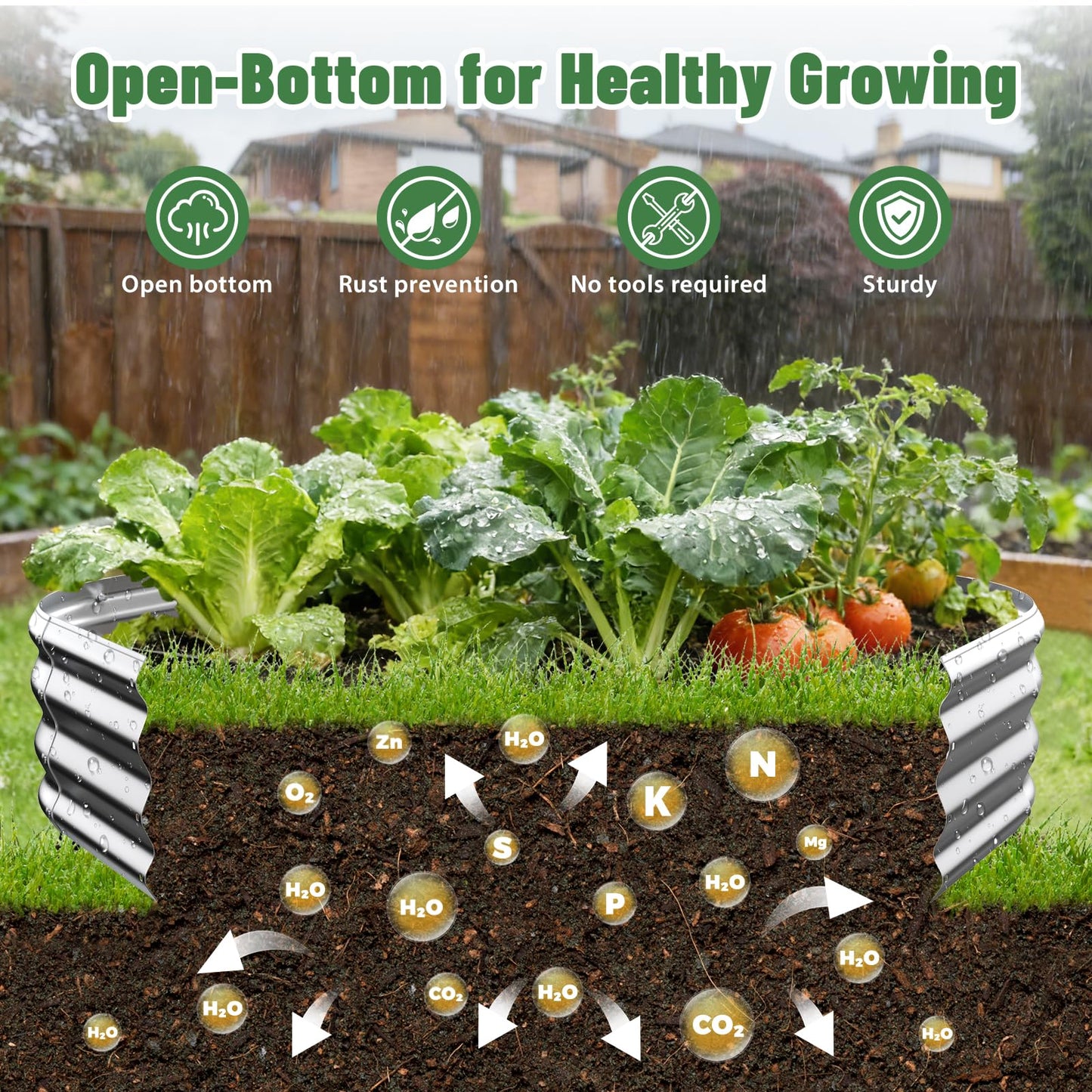 VAMFUTRE Hexagon Raised Garden Bed, 48 Inch Diagonal & 12 Inch Tall, Galvanized Steel Planter Box with Wave-Shaped Metal Panels for Outdoor Flower,Tree,Herb & Vegetable Garden (Silver, 4FT X 1FT)
