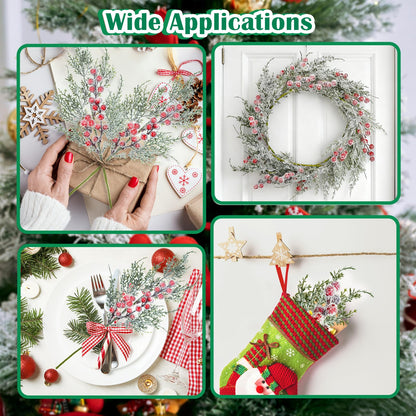 FloraSea 4 Pcs Christmas Picks, 17.5 Inch Artificial Christmas Flowers Picks Spray for Christmas Tree Wreath Floral Arrangement Vase Winter Holiday Season Décor