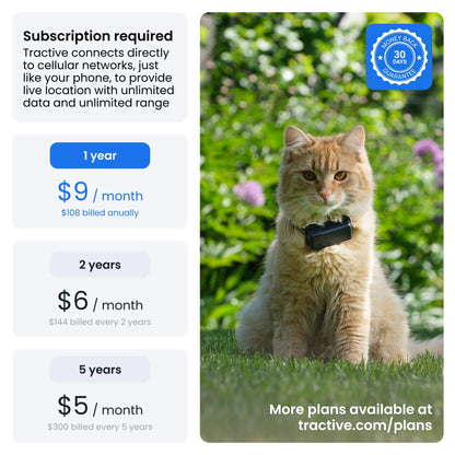 Tractive Smart Cat GPS Tracker | Real-Time Location & Wellness Monitoring for Cats 6.5 lbs+ | Territory & Location History | Up to 5-Day Battery | Breakaway Collar Included (Dark Blue)