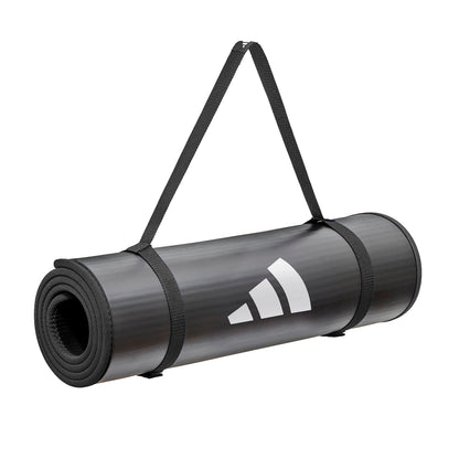 adidas 10mm Extra Thick Training Mat with Carrying Strap and Non-Slip Textured Base - Cushioned Workout Mat for Home Gym, Floor Workouts, and Intense Exercises - Portable and Durable