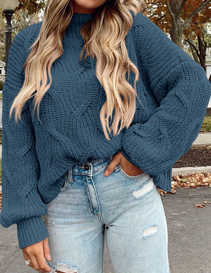 PRETTYGARDEN Women's Fall Oversized Pullover Sweaters Casual Crewneck Long Sleeve Chunky Cable Knit Tops Winter Clothing