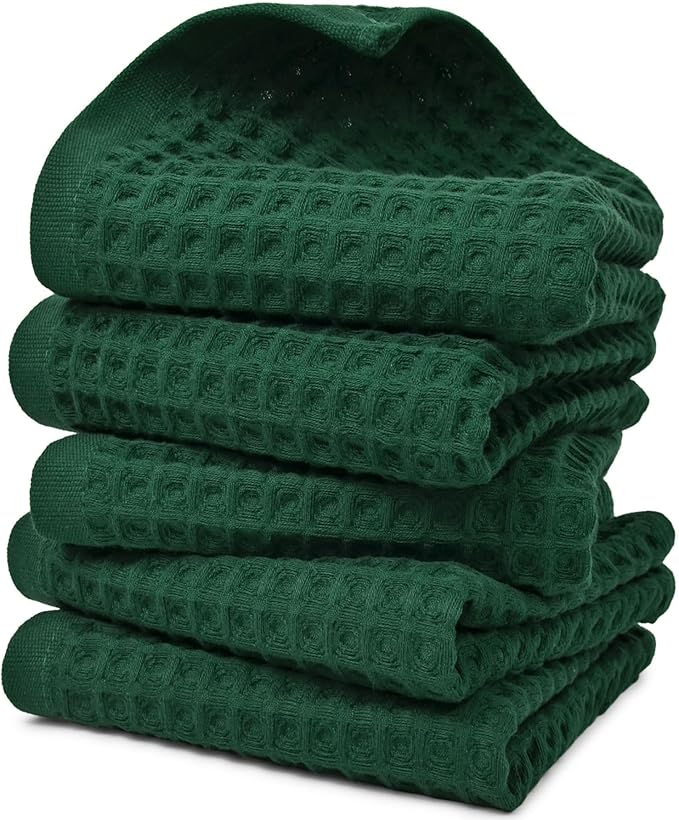 Jacquotha Waffle Hand Towels Set of 5 – Cotton, Quick Dry, Lint Free, 13” x 29”