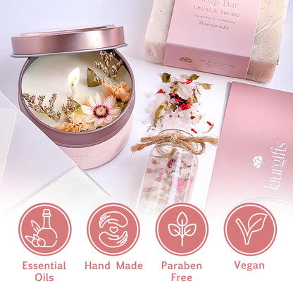 Birthday Gifts for Women – Orchid & Jasmine Spa Gift Basket, Luxury Candle Set & Bath Sets Self Care Box, Gift for Mom, Wife or Friend