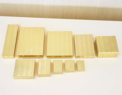 TheDisplayGuys - 25-Pack #33 Cotton Filled Cardboard Paper Jewelry Boxes Gift Case - Gold Foil (3.5" x 3.5" x 1.0") - for Shipping or Storage