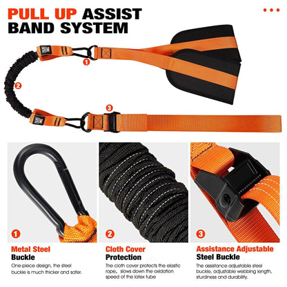 HPYGN Pull Up Assistance Bands, Heavy Duty Resistance Band for Pull Up Assist, Adjustable Weight/Size with Fabric Feet/Knee Rest, Bands for Pull Up Bar for Strength Training, Pull Up Assist Band