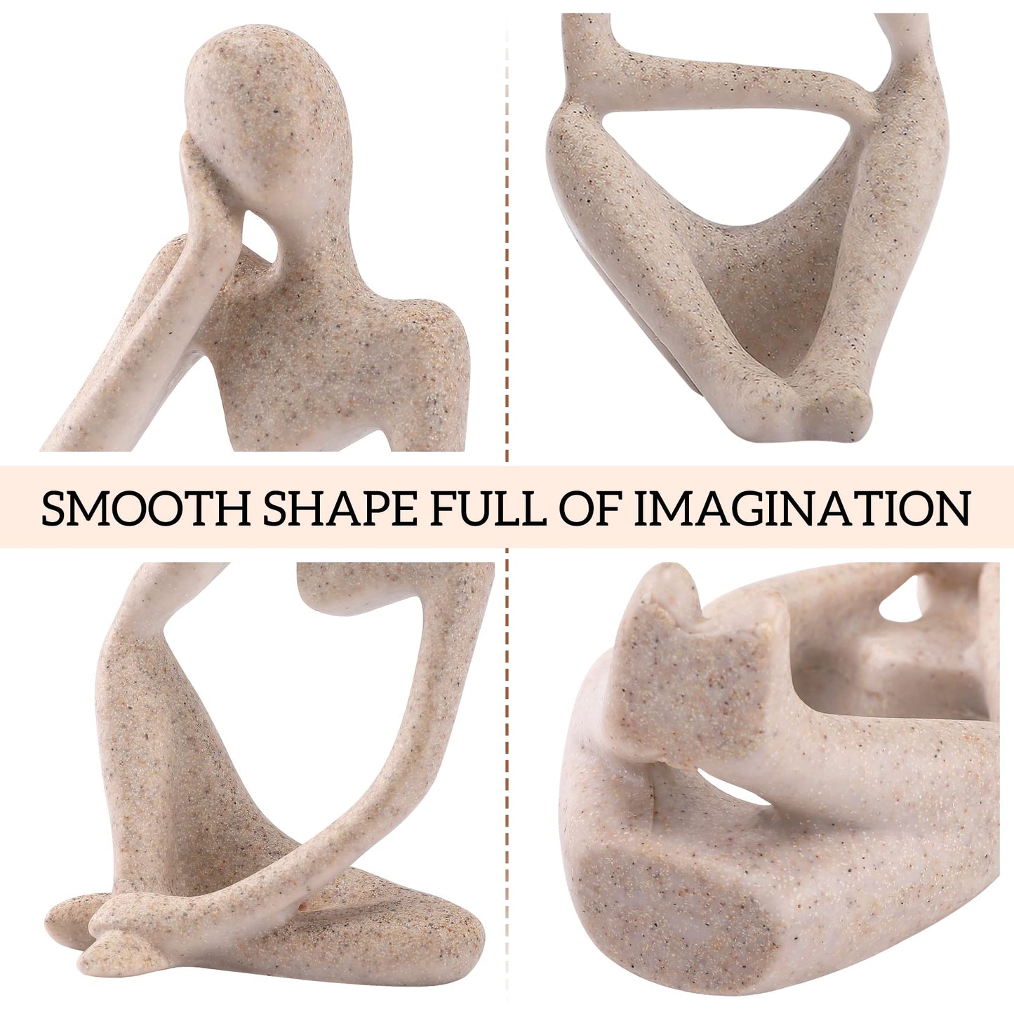 Winshall Thinker Statues and Sculptures,Sandstone Resin Thinker Statue Ornaments, Abstract Style Sculptures, Housewarming Gifts, Home Decorations, Living Room Desk Decor (Sandstone)