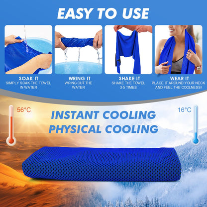CSITE 4 Pack Cooling Towels (47"x12") for Neck and Face, Ice Towel for Hot Weather, Soft Breathable Chilly Gym Towels, Microfiber Towel for Work Out, Yoga, Running, Camping & More Activities