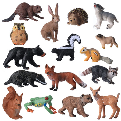 JOKFEICE Animal Figures for Kids, 16PCS Realistic Forest Animals Baby Figurines, Woodland Creatures Figurines, Educational Toys for Science Project Cake Party Decor