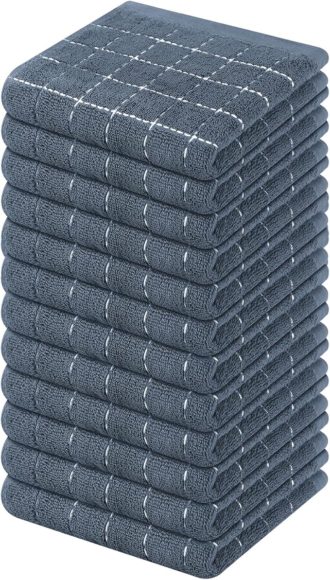 Mordimy 100% Cotton Terry Cloth Dish Cloths, Soft and Absorbent Checkered Dish