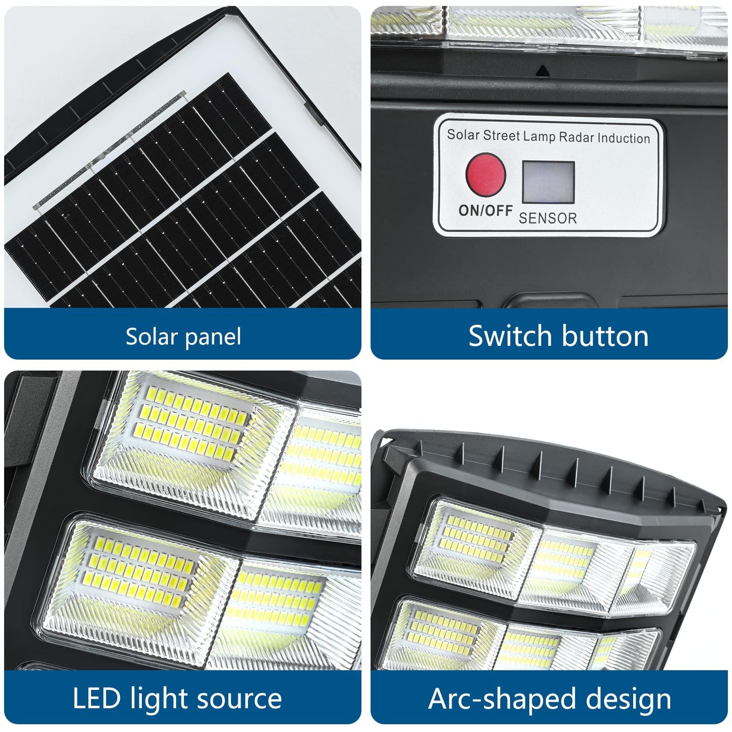 Solar Lights Outdoor Waterproof with Motion Sensor & Remote, IP66 Commercial Solar Street Light, Dusk to Dawn LED Security Flood Light for Parking Lot, Yard, Driveway - Timer Adjustable Brightness 2P