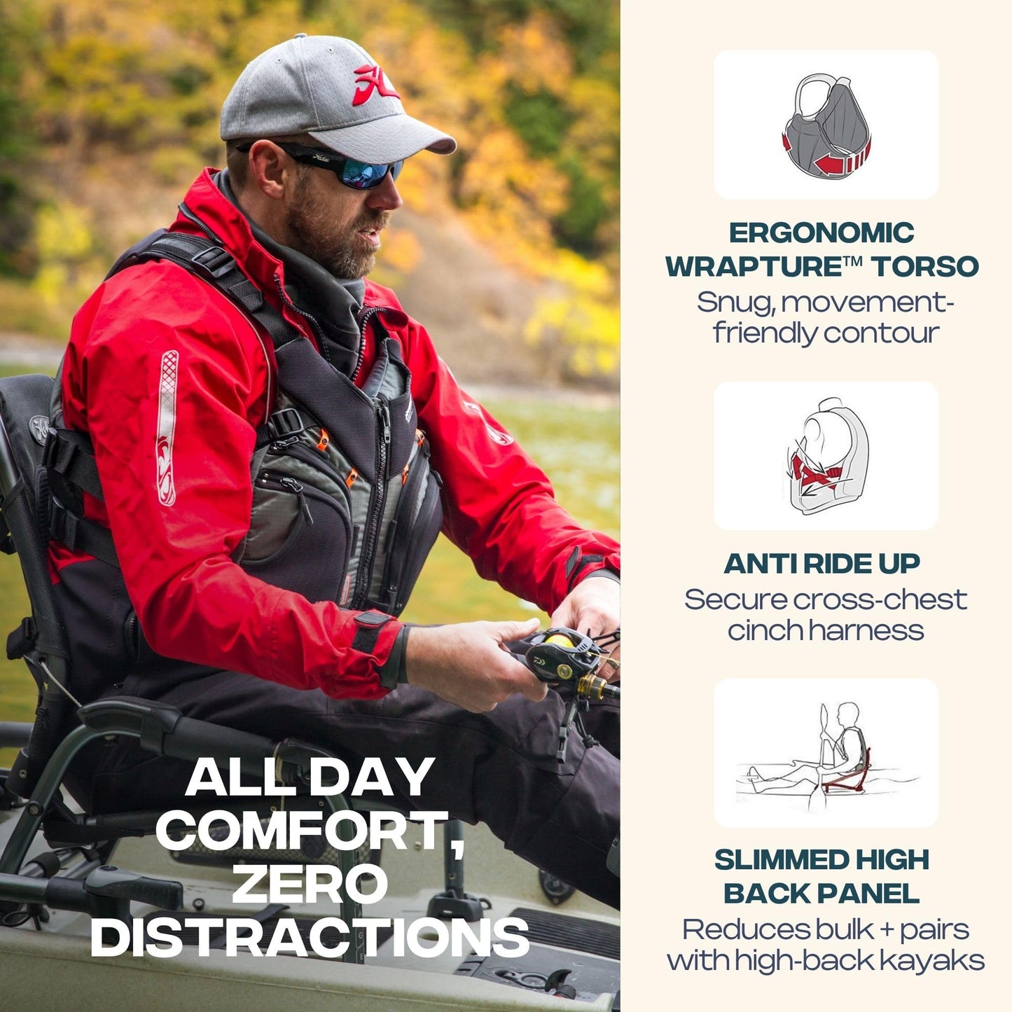 Stohlquist Keeper Fishing Lifejacket, USCG/Transport Canada Approved PFD (Gray, Medium)