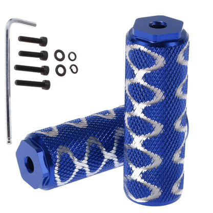 INFINAUTO 1 Set Aluminum Alloy Anti-Skid Bike Pegs 3" Length Circle Texture Bicycle Backseats Stands Cycling Foot Pegs M6 Axles Blue