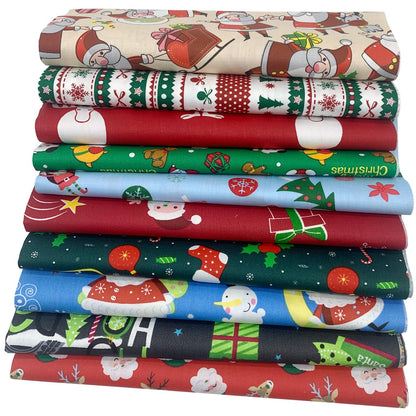 aufodara 10Pcs Christmas Fabric Cotton Squares 19.7x19.7inch Quilting Fabric Bundles Christmas Printed Fabrics for DIY Sewing Crafts Project Patchwork (19.7x19.7inch - 10pcs, Christmas Patterns)