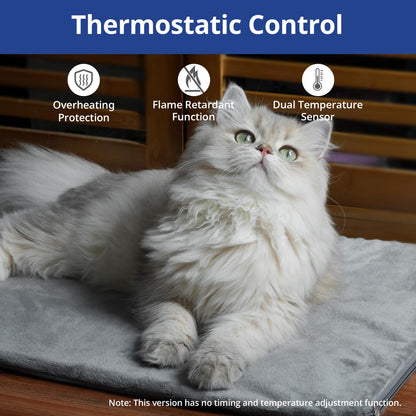 NICREW Pet Heating Pad for Dogs and Cats, Heated Cat Bed with Steel-Wrapped Cord and Soft Fleece Cover, 17.7 x 15.7 Inches, 30 Watts