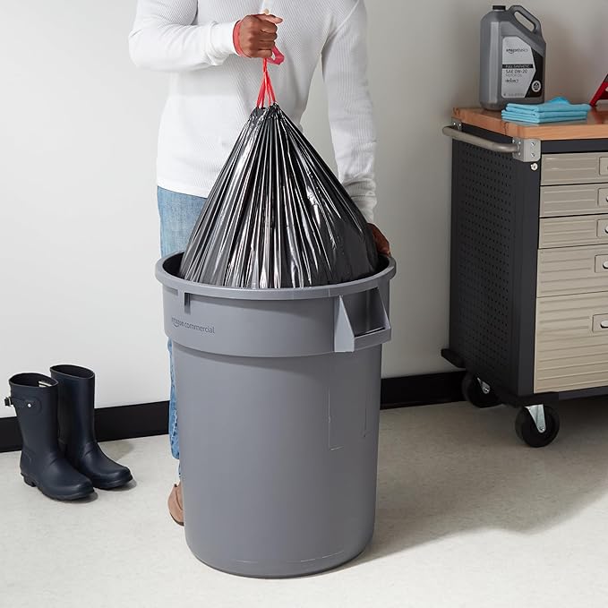Amazon Basics Multipurpose Drawstring Trash Bags, 30 Gallon