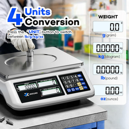 JINXUAN Counting Scale 88lb/40kg x 0.5g Industrial Scale lb/oz/g/kg Digital Parts Scale with Dual LCD Display, Rechargeable Inventory Scale for Small Parts Coins Pieces Tickets, Precision Gram Scale