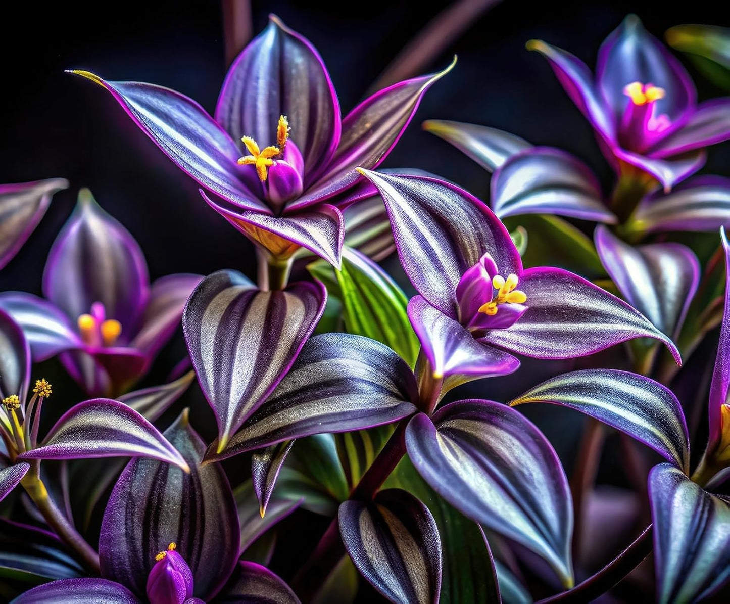 Shays Shiny Dudes - 4 Purple and Silver Wandering Jew Cuttings to Grow - Easy to Grow Wandering Jew, Wandering Dude (4 Cuttings)