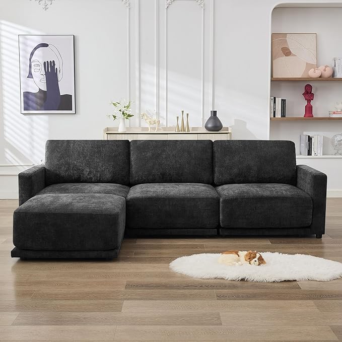 110.6" L Shaped Sectional Sofa, Modular Cloud Deep Seat Couch