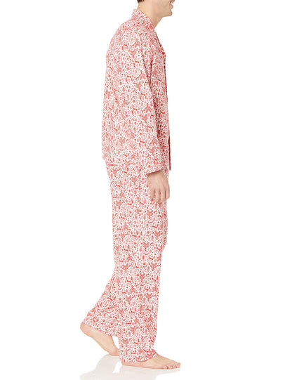 Amazon Essentials Men's Flannel Pajama Set, White Forest, Medium