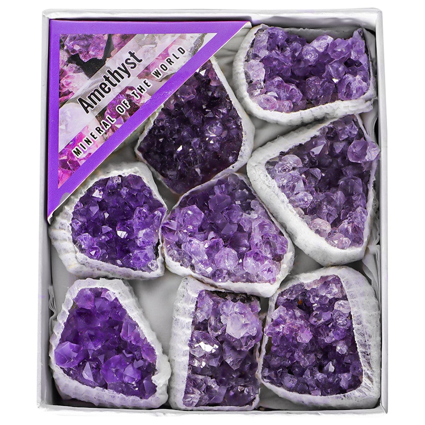 Natural Amethyst Cluster Crystals and Healing Stones,Raw Rough Rocks Gem Stones Meditation Spiritual Protection Home Decor Reiki Gifts for Women Adults,9pcs in Box