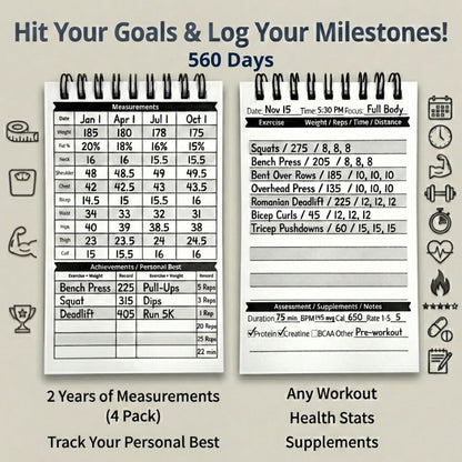 Field Equipt Gym Workout Journal & Fitness Tracker 4 Pack, Handheld Workout Log Book for Women & Men - Ideal for Weightlifting, Cardio, Athletes & Coaches On the Go (Blue)