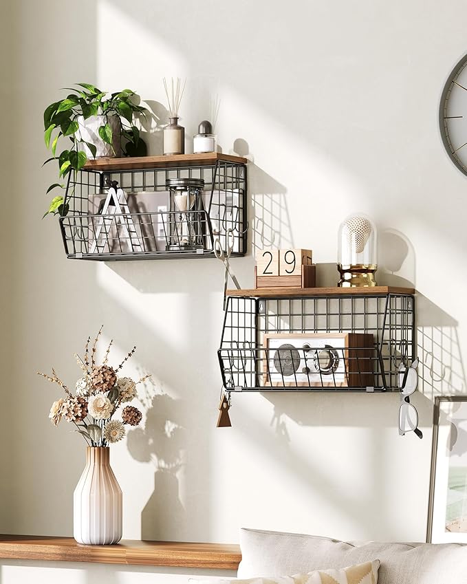 2-Tier Fruit Basket for Kitchen, Stackable wire basket