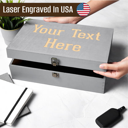 ENGRAVE MY MEMORIES Personalized Wooden Keepsake Box - Custom Memory Box for Photos Jewelry Letters Rustic Memento Storage Box for Wedding, Anniversary, Birthday, Graduation & Retirement Gifts