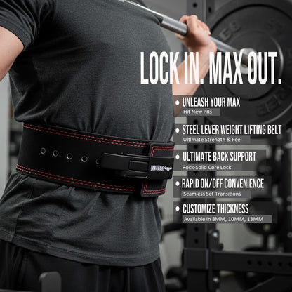 IBRO Powerlifting Lever Gym Belt ? Power 10MM Extreme Heavy Duty Genuine Leather Belts - Squats Deadlifts Bodybuilding Weight Lifting IPF Power Lifting Strongman for Men 10mm AllWhite M