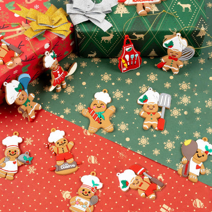 12pcs Gingerbread Christmas Decoration for Tree - Cooking Gingerbread Man Ornaments Christmas Hanging Decor for Xmas Tree Home Kitchen Decor Party Supplies