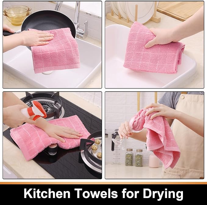 Mordimy 100% Cotton Terry Cloth Kitchen Towels, Super Soft and Absorbent Dish