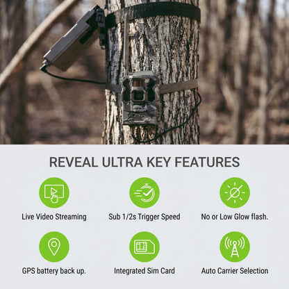 TACTACAM Reveal Ultra Cellular Trail Camera: 4K Photo, 1080p Video, Live View, GPS Tracking-Enabled, Switchable No-Glow/Low-Glow Flash, LTE Connectivity, LCD Screen - Best Hunting, Game Camera