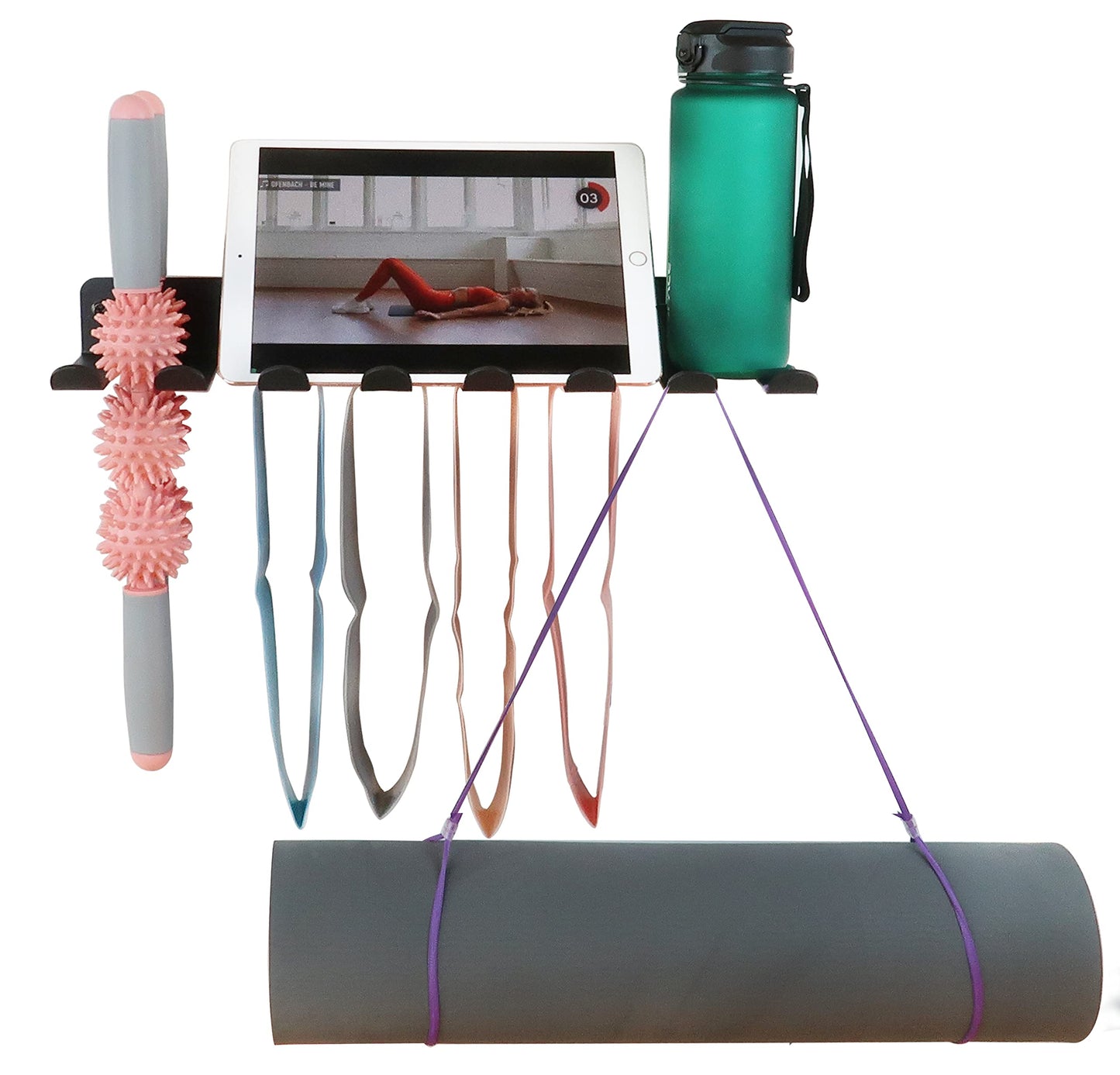Multi-Purpose Storage Rack Resistance Bands Rack Gym Storage Rack Fitness Bands Rack Heavy Duty Rack for Resistance Bands, Straps, Jump Ropes, Foam Rollers, Chains, Weight Belts, Tools (M-17)