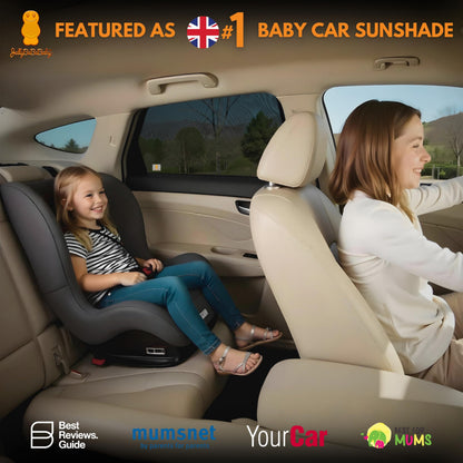 JELLYBABABABY Car Window Shades for Baby | Cooling UV Protector for Kids & Pets | 2-Pack Fits Almost Every Car | Sun Shade for Baby | Rear Side Window Tint | Stretchable & Breathable