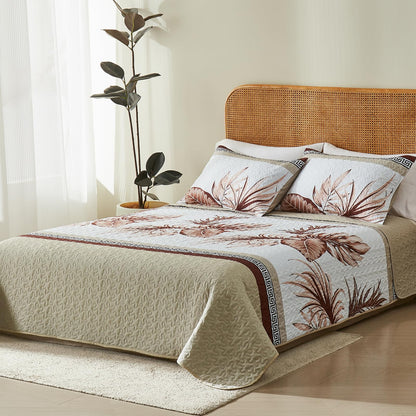 OARAGE Quilt Bedding Set, Beige King/Cal King Comforter Set, Bedding Comforter Sets, Soft Lightweight Bedspread, Ultrasonic Microfiber Bed Coverlet for All Season (1 Quilt,2 Sham)