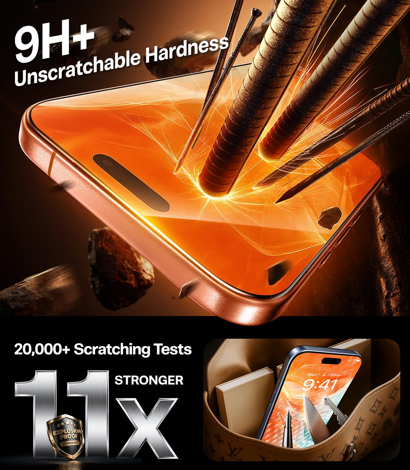TORRAS Precision-Fit for iPhone 17 Pro Max Screen Protector 3.66m Military Shatterproof, 9H Anti-Scratch, Full Screen Tempered Glass, No Bubbles No Dust Screen Protector for iphone 17 pro max 2 Pack