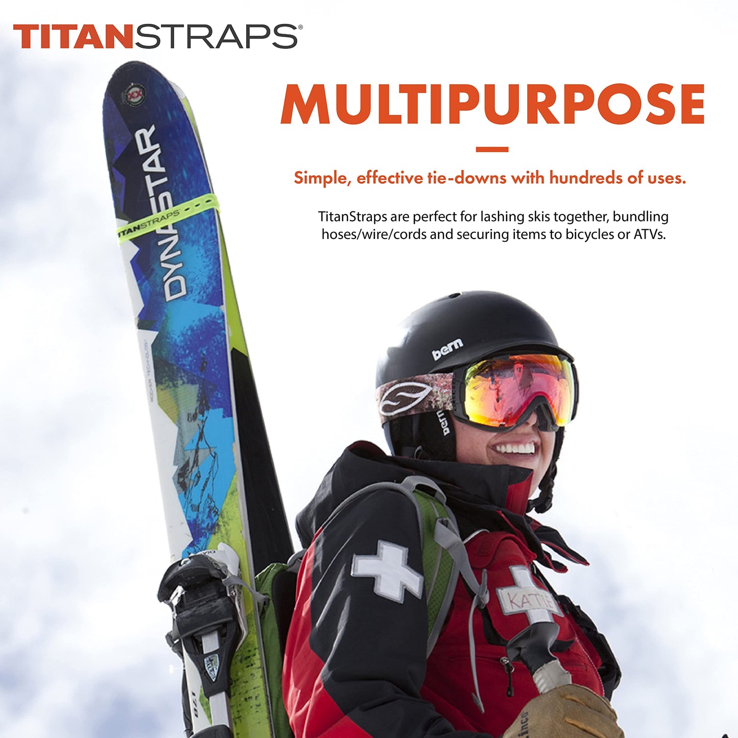 Titan Utility Straps – Easy-To-Use, Reliable Tension Straps for Securing Bike & Moto Gear, Skis, Garden Hoses, Field Repairs – Use in Frigid Temp – 60 lb. Working Load, 25" Length, 2-Pack, Sea Foam