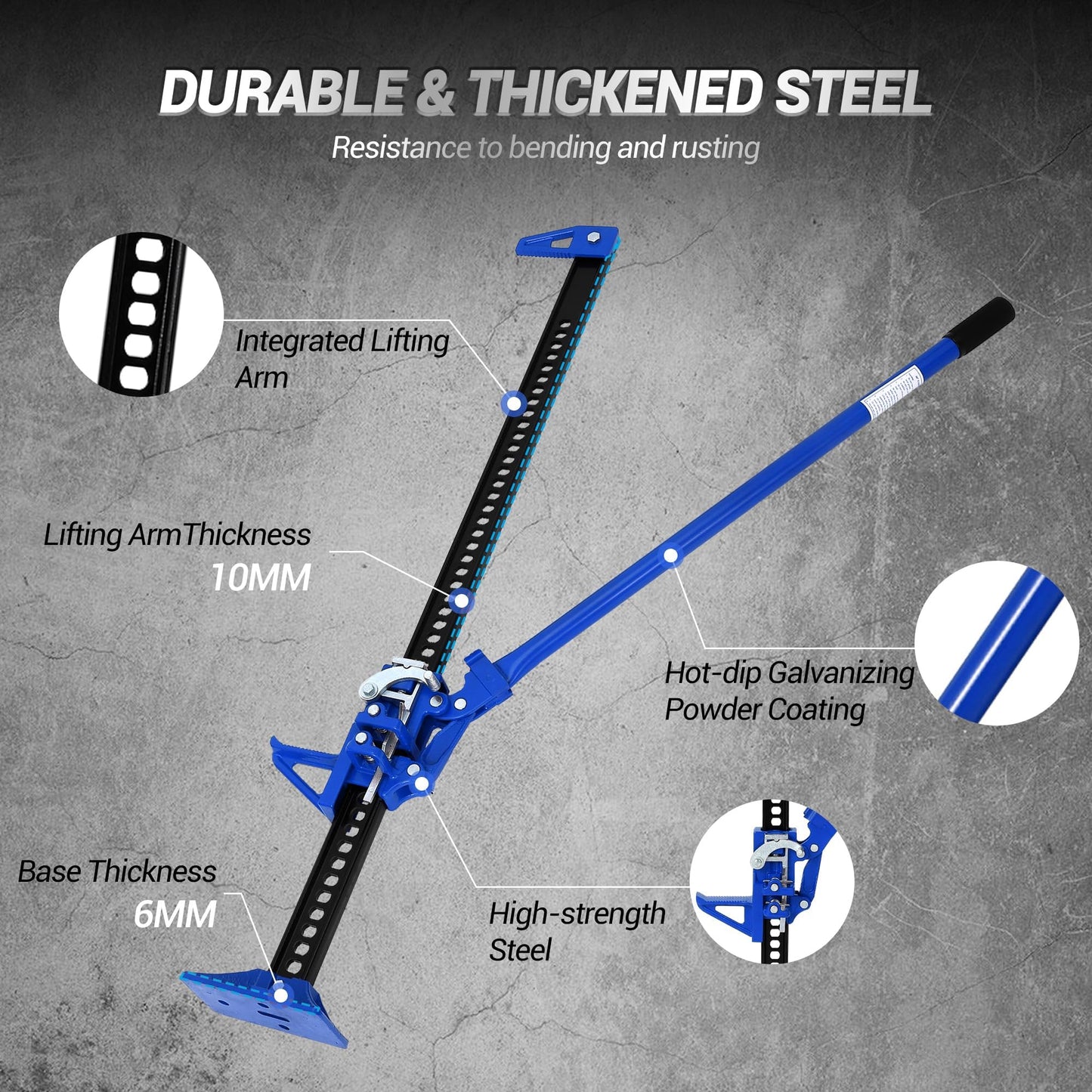 60" Farm Jack 3 Ton Heavy Duty, Hi-Lift Off Road Jack for Truck SUV Tractor - 7000LB Capacity, Ratcheting Lift 5.12-52"