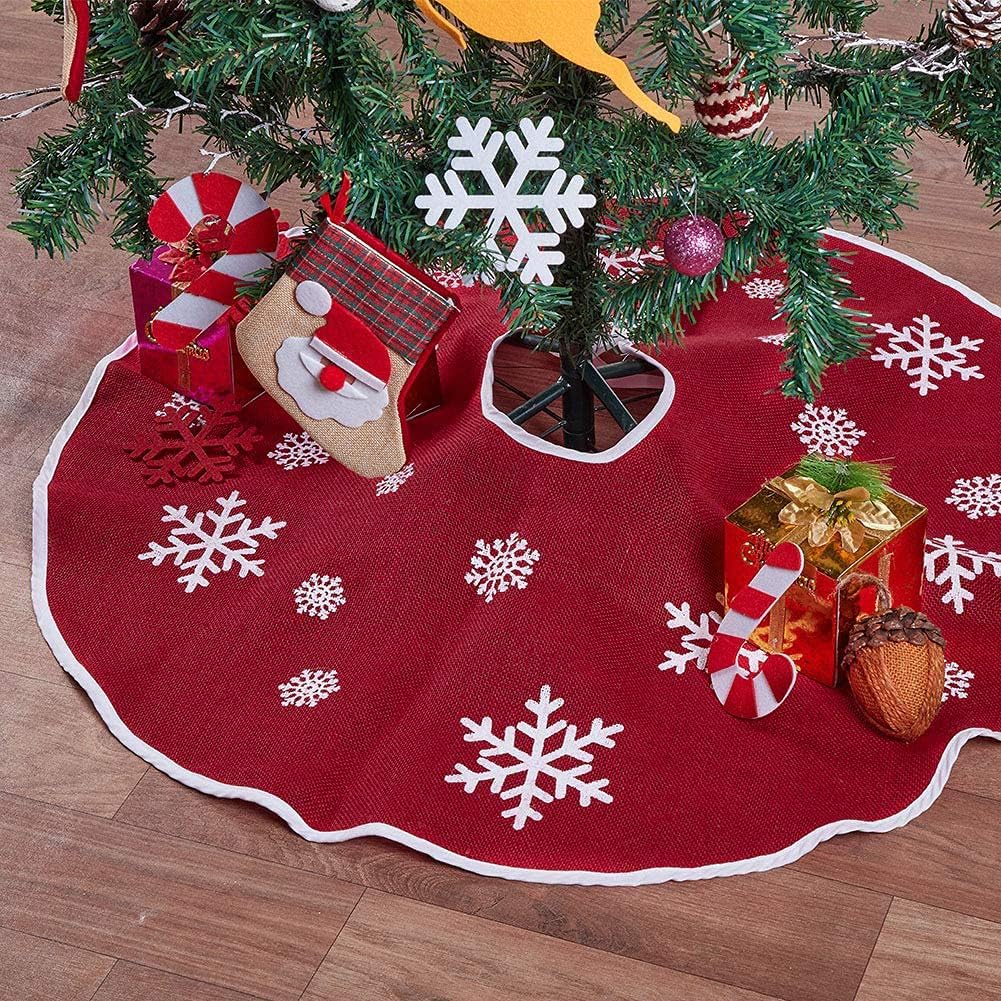 N&T NIETING Christmas Tree Skirt, 30 Inches Red Skirt for Merry Christmas Party Christmas Tree Indoor Outdoor Decoration Xmas New Year Holiday Party Home Ornaments