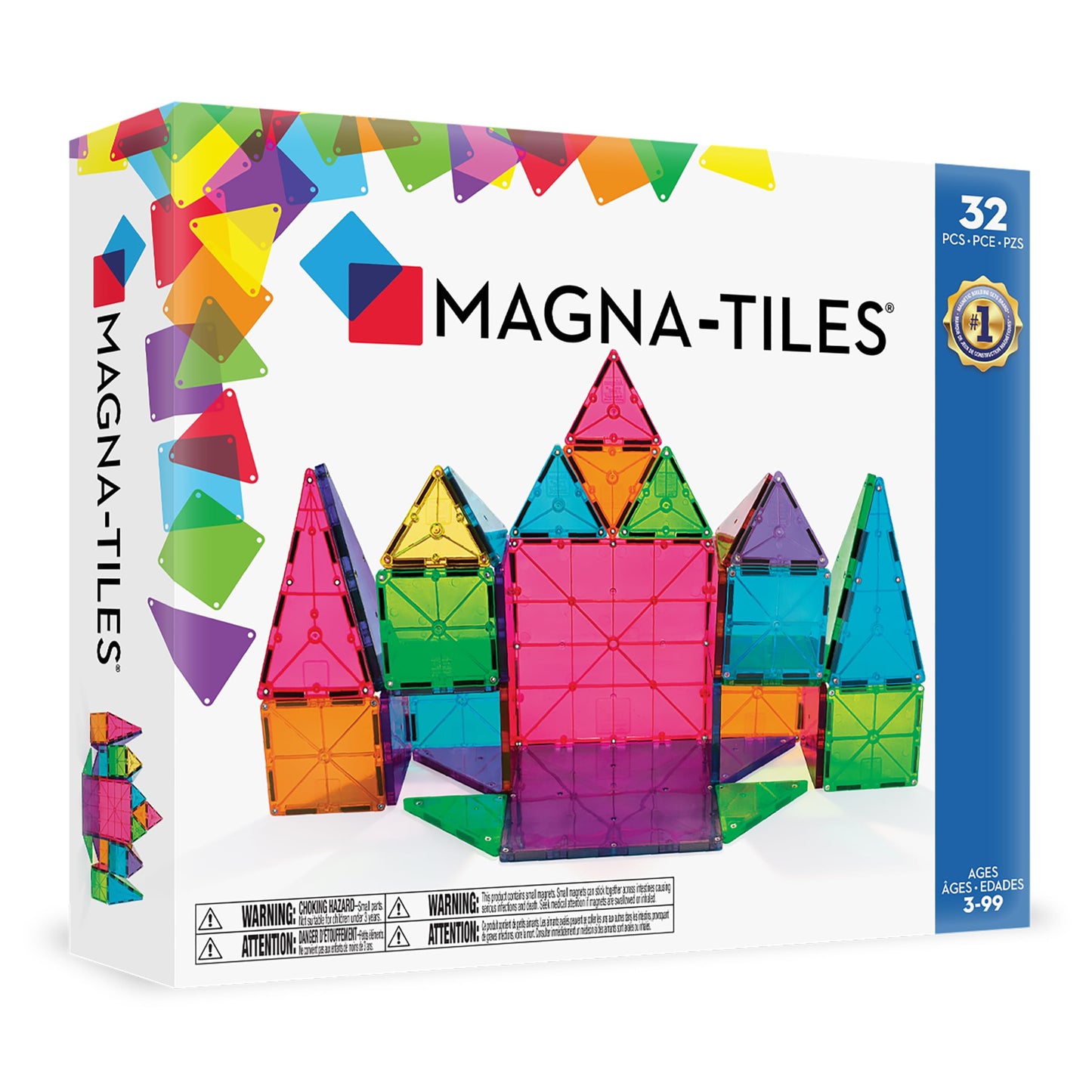 MAGNA-TILES Classic 32-Piece Magnetic Construction Set, Magnet Building Blocks, STEM Engineering Toys & Math Manipulatives, Preschool, Classroom, Playroom, Sensory Room Essentials