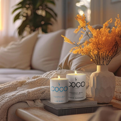 COCO by Stone 11oz Candle, Coconut Apricot Wax Candle for Home (Honeysuckle) Home Fragrance Products, 1 Wick Candle, Enhance Indoor Aroma, Vegan & Cruelty-Free, Clean Burning and Hand Poured Candle