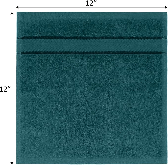 Cotton Craft Ultra Soft 12 Pack Wash Cloths 12x12 Teal Weighs 2 Ounces Each